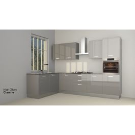 Cuisine d’angle 185-305CM - BRICO KITCHEN-Chrome