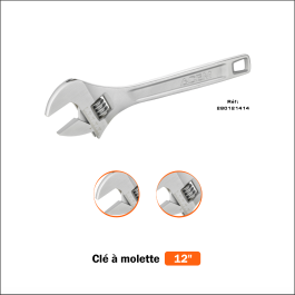 Clé à molette Pro 12" 300 mm chromée 280121414 - ACEM