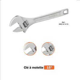 Clés à molette Pro 15" - 375mm chromée 280121415 - ACEM