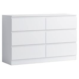 Commode Resenkos 6 tiroirs - MDF blanc - 120x40x80 cm