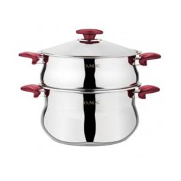 Couscoussière inox TITOU - 6040-RB - acier 18/10 – 6,5 litres – Rouge Bordeaux