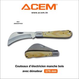 Couteau d'électricien manche bois - AC 1323 chromée - ACEM