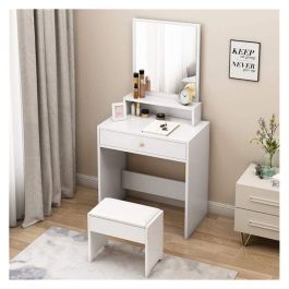 Coiffeuse avec pouf - 90x70x40 cm - Blanc