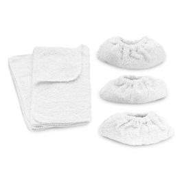 Jeu de chiffonnettes KARCHER - 3 bonnets + 2 serpillières - pour nettoyeur vapeur