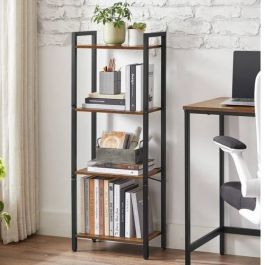 Étagère échelle en bois MDF marron et acier noir - 110x45x25 cm