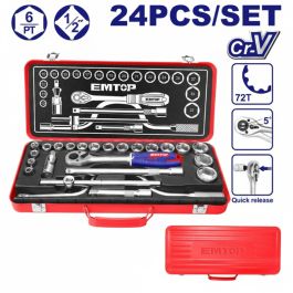 Jeu De 24 Douilles 1/2" Emtop Eskt12243
