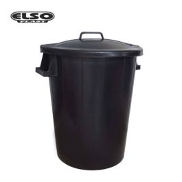 Poubelle ELSO - 80 L - Noire - Avec couvercle