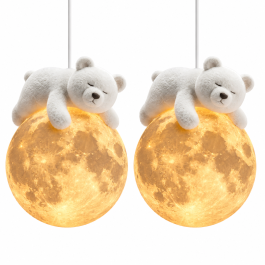 Pack de 2 luminaires suspendus LUX-ON - LX-LU28R - Ours Lunaire - 15 cm