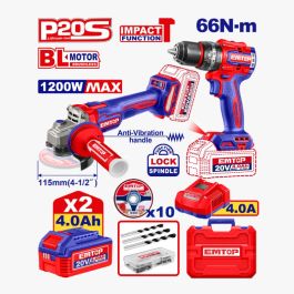 Kit Perceuse+Meule Emtop - ECKL20256 - 115 2B4Ah +Ac
