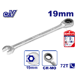 Clé mixte a cliquet t fixe 19mm EMTOP ECSPAR191