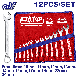 Jeu de 12 clés mixtes 6-24mm EMTOP ECSS11201