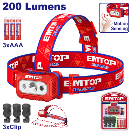 Lampe casque + capteur mouvement EMTOP EFLG013AAA8
