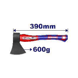 Hache 600g 390mm manche fibre EMTOP EHAMAX0600