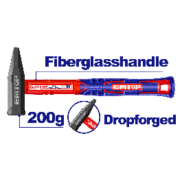 Marteau 200g manche en fibre EMTOP EHAMMH0200