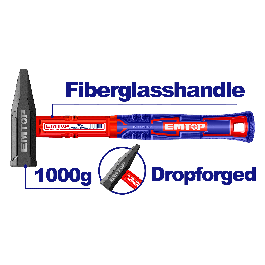 Marteau 1000g manche en fibre EMTOP EHAMMH1000