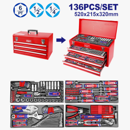 Caisse à outils métallique EMTOP - EHTS41368 - 136 pièces
