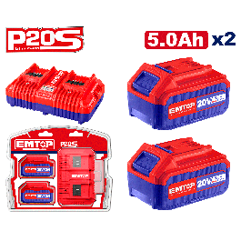 Lot de 2 batteries 5ah+chargeur d EMTOP ELBCPK2425