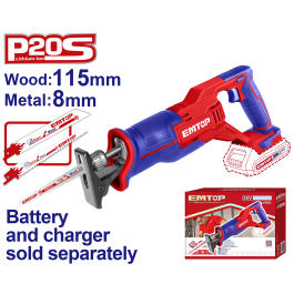 Scie a sable 20v +2 lames EMTOP ELRS201152