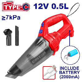 Aspirateur portable EMTOP - ELVC201261 - 12V Type-C