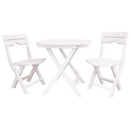 Ensemble Table-RUSPINA et 2 chaises pliables de jardin-blanc