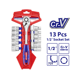 Jeu 13 douilles 1/2" avec cliquet EMTOP ESKT12131