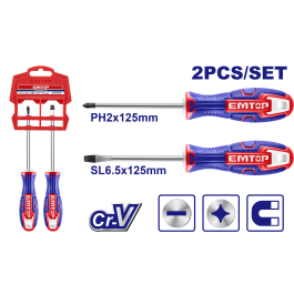 Jeu 2 tournevis fran6.5-amer6/125mm EMTOP ESST0202