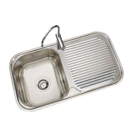 Évier Cuisine Inox 84x48 - 1 Cuve + 1 Égouttoir Rectangulaire - Inarel