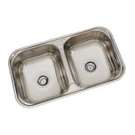 Évier Cuisine Inox 84x48 - 2 Cuves Carrées - Inarel