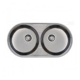 Évier Cuisine Inox 85x45 - 2 Cuves Rondes - Inarel