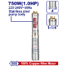 Pompe immerge 4"1hp h82m 220v EMTOP EWPPD07501