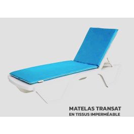 Matelas de transat bleu turquoise 180x52 cm avec sangles d’attache