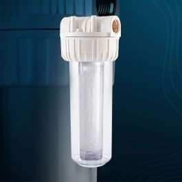 FILTRE SIMPLE 10" 3/4 AVEC CARTOUCHES CRIS POLYPHO AVEC CLE ET FIXATION