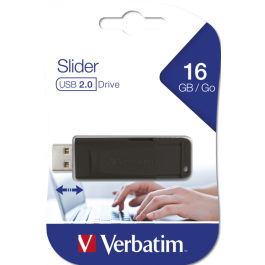 Clé USB VERBATIM Drive Slider - 16 Go - USB 2.0 - Noir