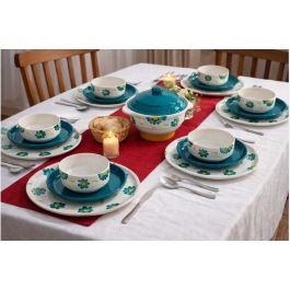 Service à Table – Céramique  fleur-verte  – 20 Pièces