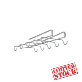 Support porte 10 tasses suspendu sous tablette - 14x28x6 cm - en métal