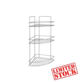 Etagère d'angle 3 niveaux - 23x23x53 cm + Set de 2 crochets en plastique