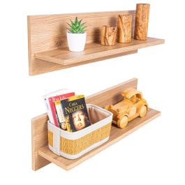 Étagères Murales Décoratives Effet Bois - Duo Pratique - MDF Laqué 18 mm - Classe E1 -Étagère 1 : 64x16x20 cm et Étagère 2 : 64x16x20 cm