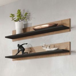 Duo d’étagères en L marbré effet bois (80x18x14)