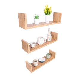 Trio d'étagères décoratives murales U Effet Bois