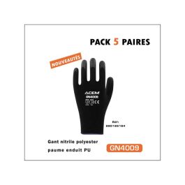 Gant nitrile paume enduits ACEM - GN4009 - polyester - noir
