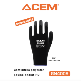 Gant nitrile polyester paume enduits GN4009 - 1 Pair - ACEM