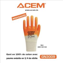 Gants en 100% coton enduits nitrile GN3009 - ACEM-1 pair