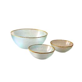 GLASSCOM - Service à soupe sahra 7 pièces jante dorée transparente