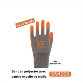 Gants en polyester enduits nitrile GN1009 gris & orange - ACEM