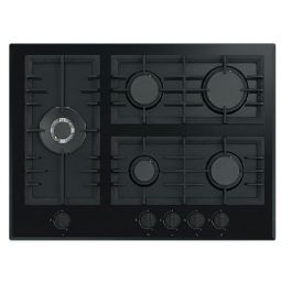 Plaque cuisson gaz - 70 cm - Noir - 5 brûleurs SABAF