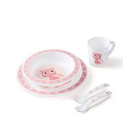 Canpol Set Repas 5 Pièces Rose Happy Animals Chat