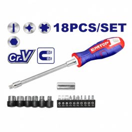 Jeu tournevis + embouts EMTOP - ESSTFL1802 - 18 pcs
