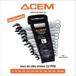 Jeu de 12 clés mixtes DIN 3113 7-24 mm sur étui portatif 280120702 - ACEM