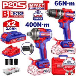 Kit Perceuse + Clé À Choc 400 2B2 Emtop Eckl20275