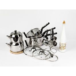 Set inox casseroles 14 piéces - Noir - OSCAR GOLD